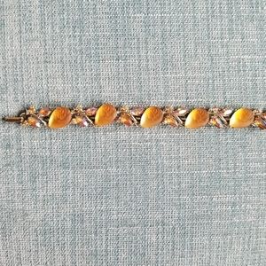 Vintage Signed BSK Amber and Gold Bracelet